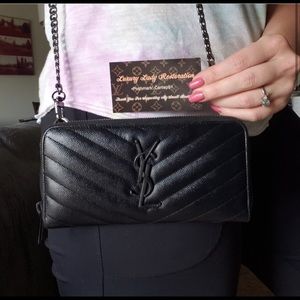 This is an authentic YSL wallet with chain for crossbody added.